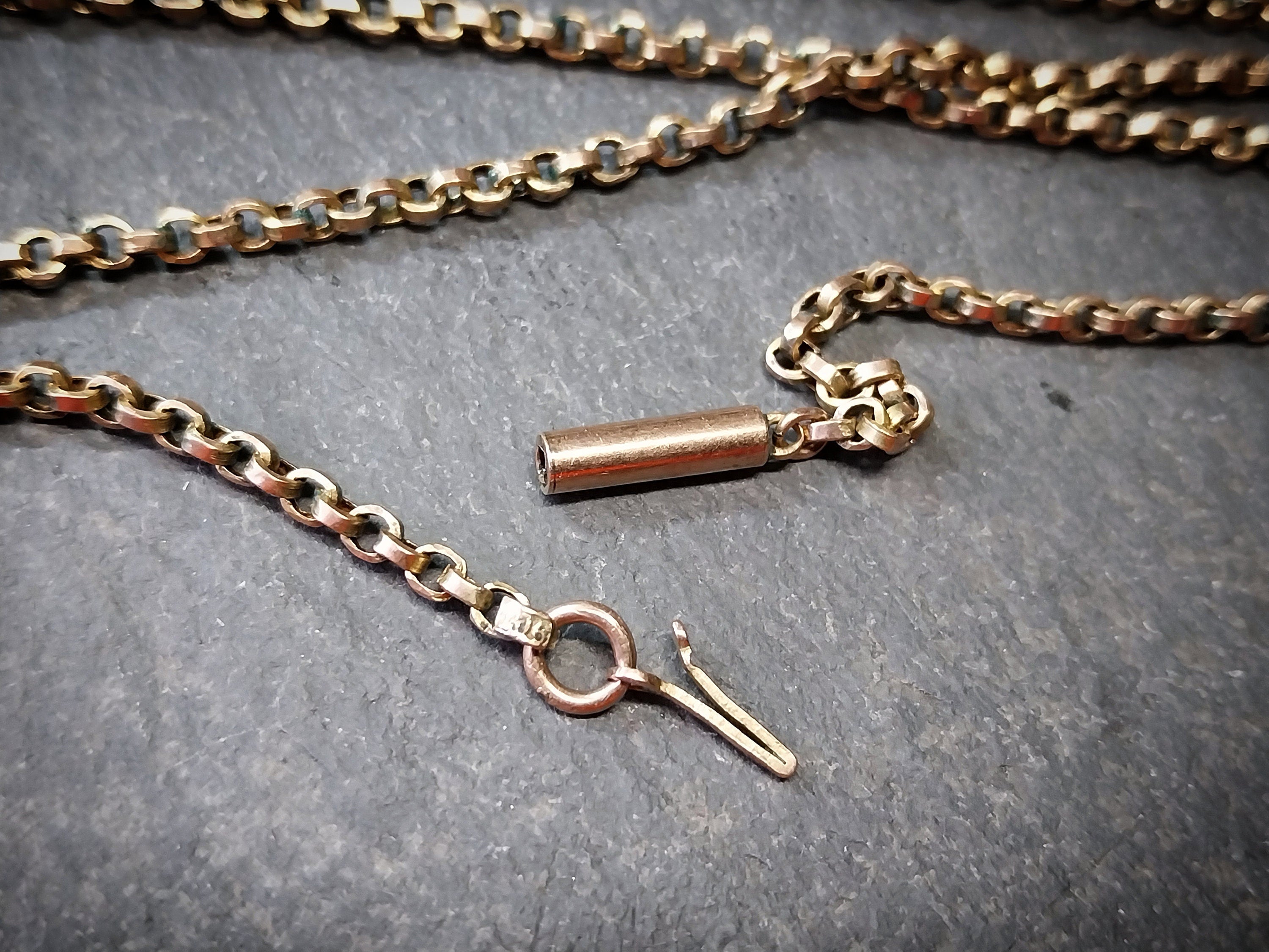 Antique 9ct GOLD ROLO BELCHER Chain Necklace with Barrel Clasp - 18 1/4" - 6.4g