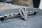 Irish Silver HARP BROOCH with Marcasite Stones Art Deco - 3g