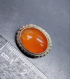 Vintage Sterling Silver Carnelian Brooch -  5.3g