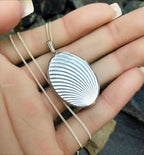 Vintage Georg Jensen SILVER LOCKET Necklace - Oval with Rays on 18" Chain - 9.2g