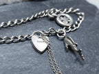 Vintage Sterling SILVER CHARM BRACELET with 2 Charms shamrock - 10.6g