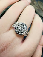 Vtg SILVER POISON LOCKET Ring - (secret compartment) Size uk M  (us 6) - 6.5g