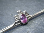 VICTORIAN AMETHYST BROOCH - Three Wise Monkeys Pin - Antique Silver