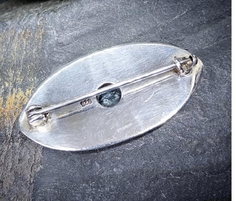 Sterling SILVER Necklace and Matching Brooch Gift Set - Blue Topaz