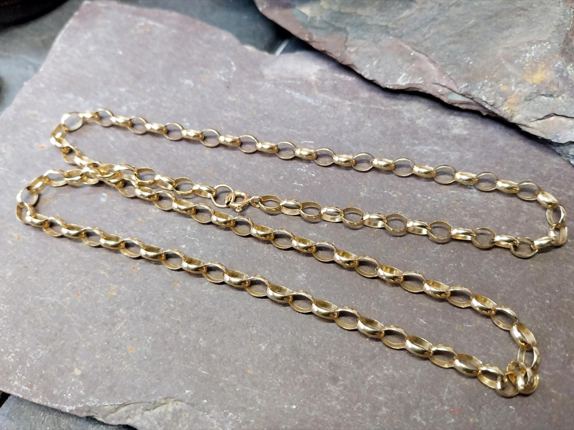 Vintage 9ct GOLD Belcher Chain Necklace, 20" Long  Hallmarked - 10.2g