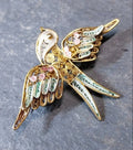 Antique SWALLOW BROOCH Filigree Wire work - Continental Pin - 4.4g