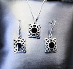 SILVER & ONYX Necklace and Matching Earrings Gift Set - Celtic Knot - 6.1g