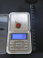 Vintage 9ct GOLD Spinner Watch Fob Pendant - Onyx & Carnelian - 3g
