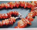 Vintage Large Carnelian Drop Necklace - Long 24" - with Sterling Silver Clasp