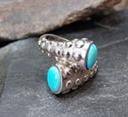 TURQUOISE Snake RING Sterling Silver - uk size N (us 6.5) - 6.5g