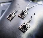 SILVER & ONYX Necklace and Matching Earrings Gift Set - Celtic Knot - 6.1g