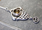 Vintage Sterling Silver Smoky quartz PENDANT NECKLACE - 20" - 6.3g