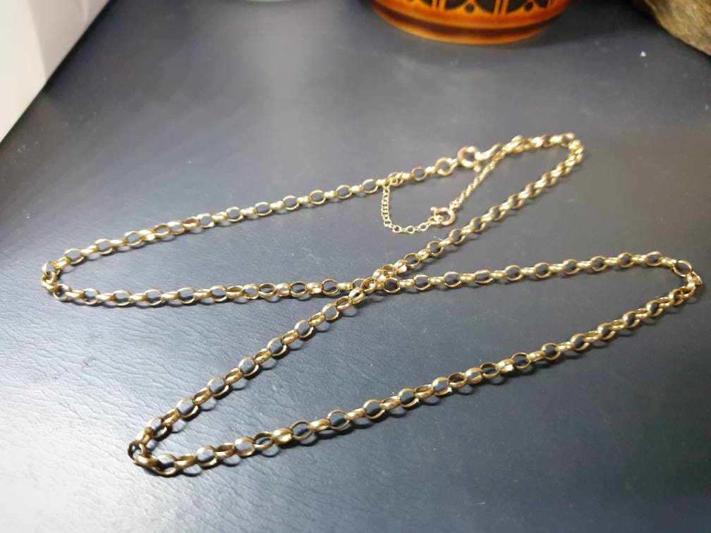 Antique 9ct GOLD BELCHER Chain Necklace with Extender Chain - 20-22" - 7.4g