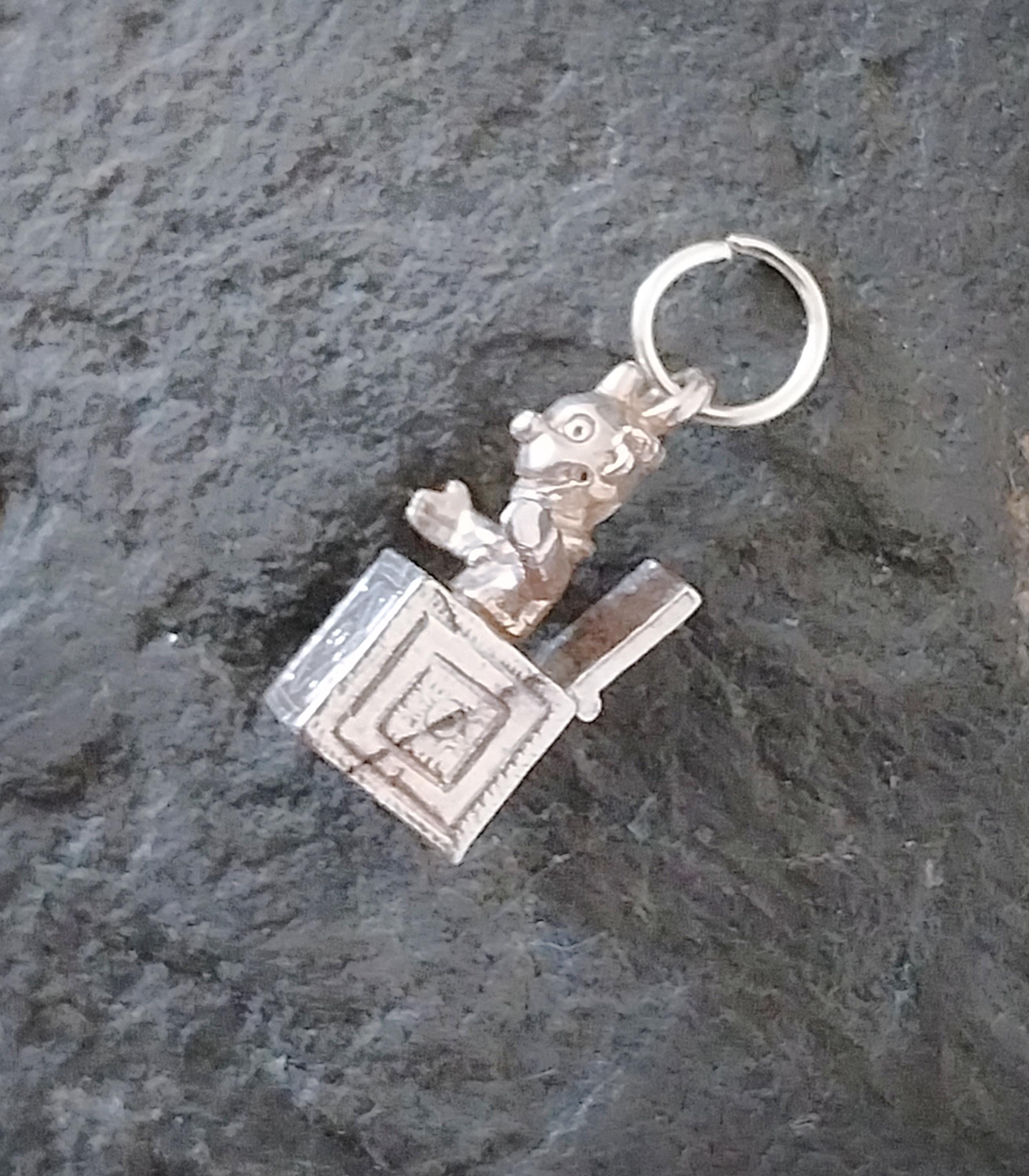 Sterling Silver Jack in a Box Toy Charm for Bracelet or Pendant - 2g