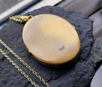 Large Vintage Gold LOCKET Necklace, Ferns - Rolled Gold with 18" Chain - 10.6g