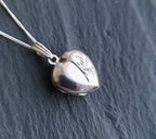 Vintage SILVER HEART Locket Necklace - Pretty Engraving circa 1979 on 18" chain - 3.1g