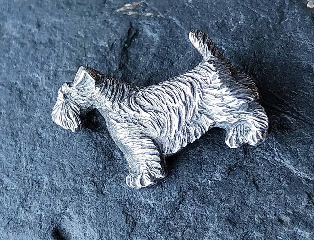 Vintage Dog Brooch - sterling Silver Terrier, Schnauzer - 5.4g