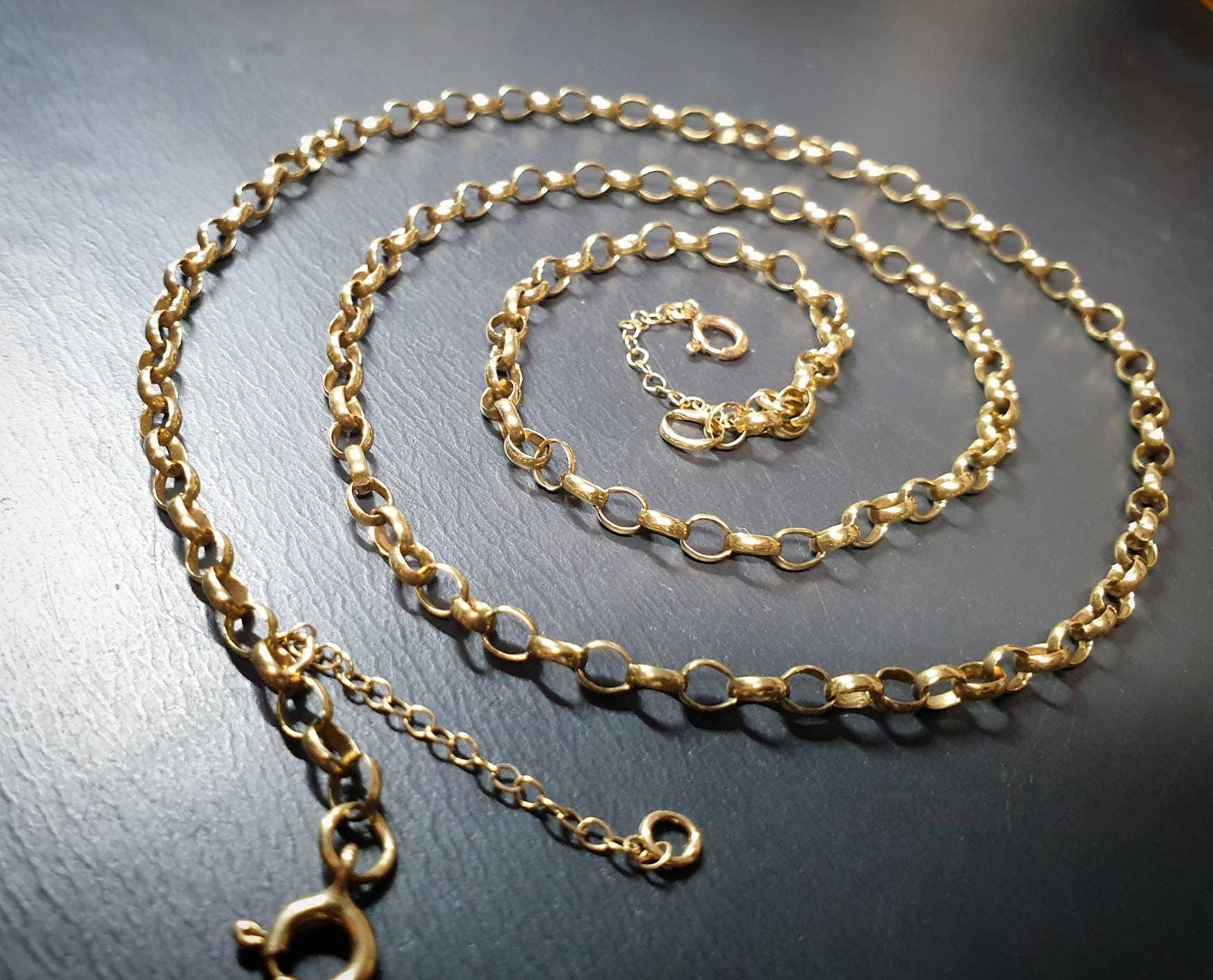 Antique 9ct GOLD BELCHER Chain Necklace with Extender Chain - 20-22" - 7.4g