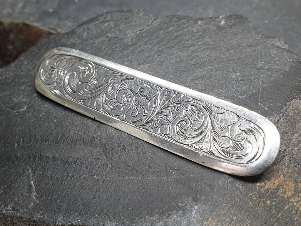 Antique Victorian Sterling Silver BROOCH - Etruscan Style - 11.2g