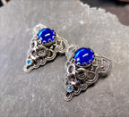 Vintage Costume EARRINGS Blue Triangular Clip On - 8.1g