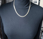 Chunky STERLING SILVER Flat Curb Link Chain Necklace - 20" Long - 33.1g