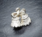 Vintage Silver TWO BELLS Charm - for bracelet, Wedding, Christmas, Anniversary, Birthday - 3.8g