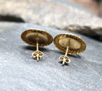 Vintage 9ct Gold Onyx Stud EARRINGS - butterfly backs