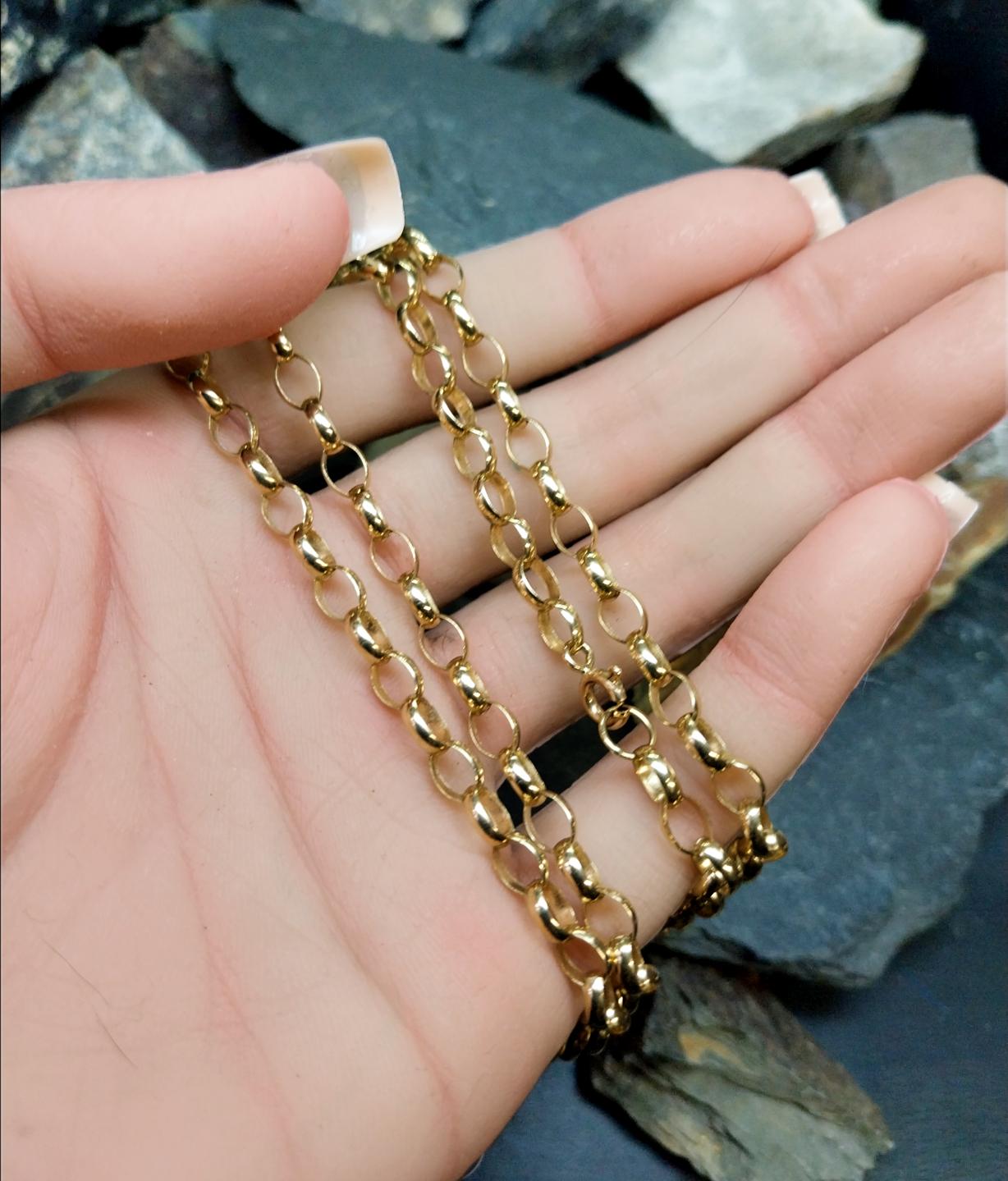 Vintage 9ct GOLD Belcher Chain Necklace, 20" Long  Hallmarked - 10.2g