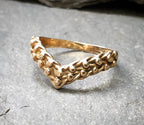 Vintage 9ct GOLD WISHBONE KEEPERS Ring - uk size N (us 6.5) - 1.9g