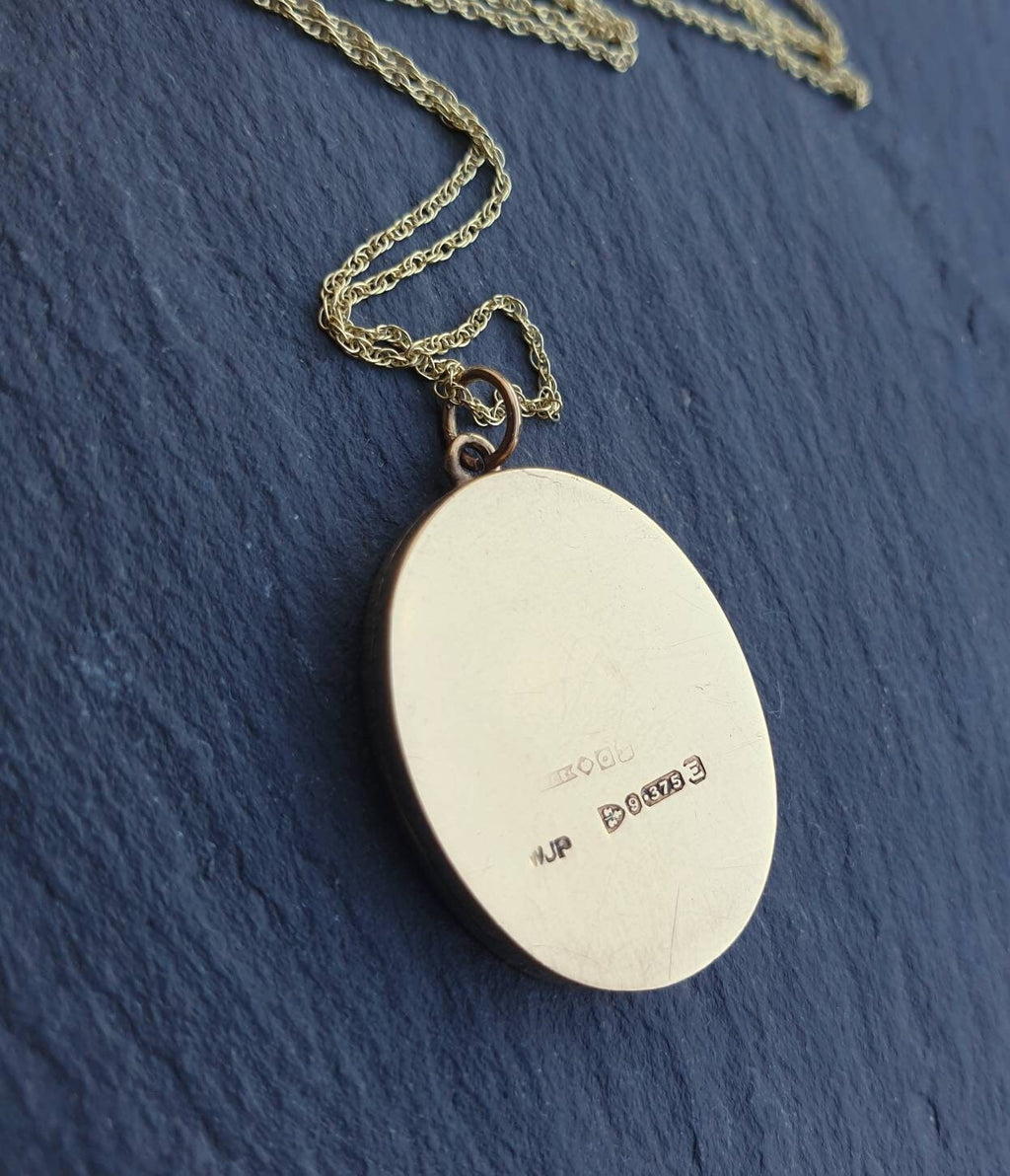 Vintage 9ct Gold Art Deco LOCKET - Chester Hallmark 1955 with 18" Chain - 4.7g