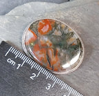 Vintage Sterling Silver Moss Agate Brooch - Vibrant Dendritic Gemstone  - 6.7g