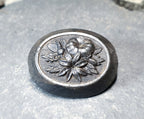 Antique Victorian Vulcanite Brooch with flowers - 10.4g