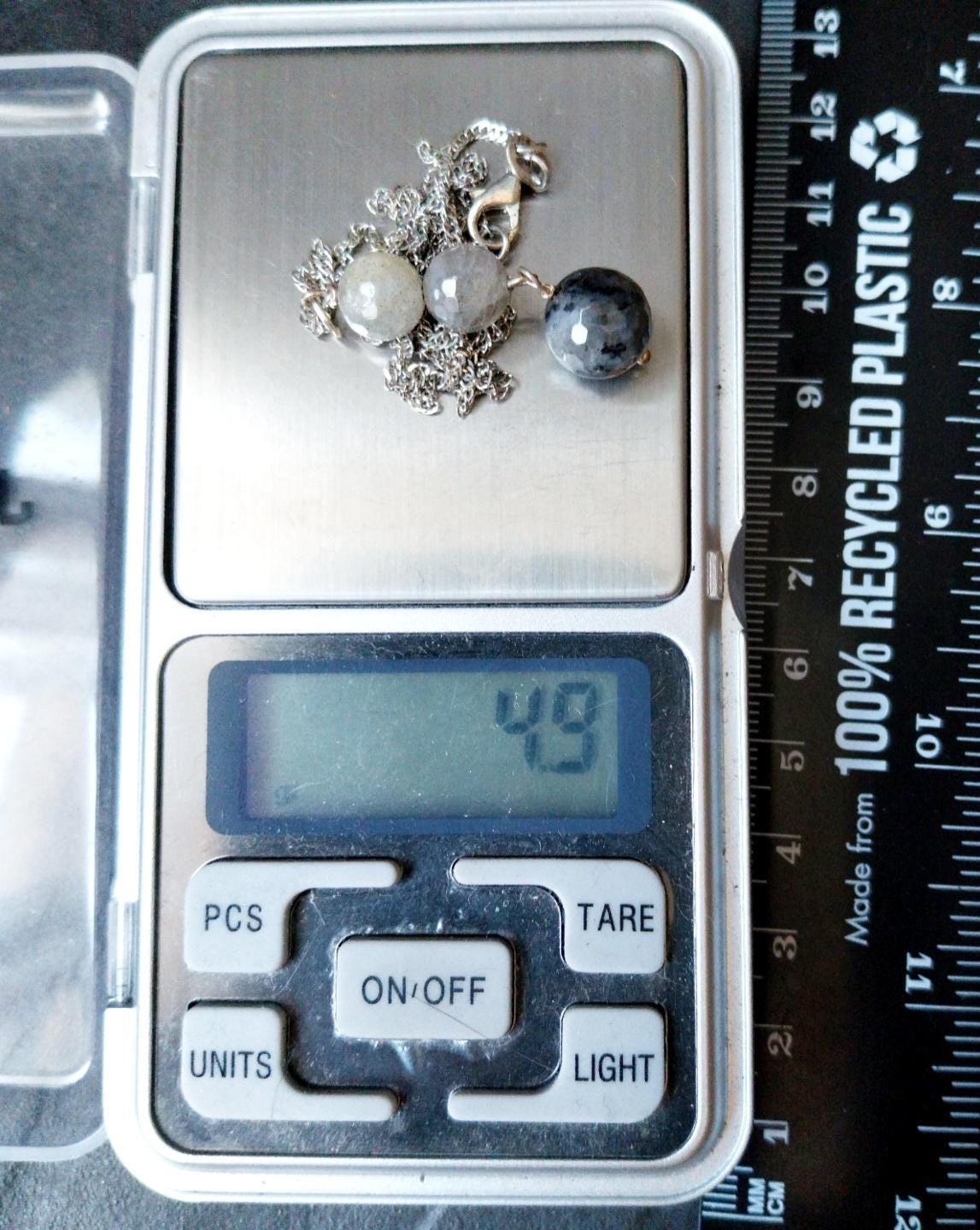 Sterling SilverTriple Drop Beads Necklace Pendant on 18" Chain - 4.9g