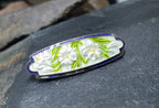 Antique Georgian Enamel BROOCH - White Lillies on Sterling Silver - c 1787 - 5.3g