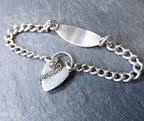 GEORG JENSEN Silver Identity Link Bracelet with Engraved Heart Clasp Padlock - 17.8g