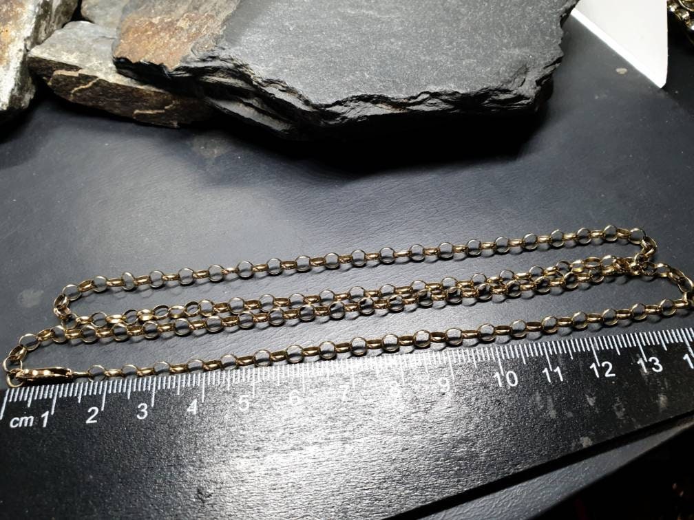 Vintage 9ct GOLD ROLO BELCHER Chain Necklace, 23.5" Long  Hallmarked - 7.3g