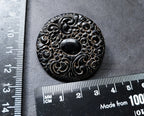 Antique Victorian Gutta Percha Brooch - Large circle Design - 6.2g
