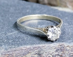 Vintage Art Deco Silver Clear Glass Ring - Size uk Q 1/2 (us 8) - 1.9g