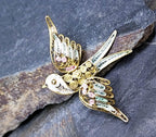 Antique SWALLOW BROOCH Filigree Wire work - Continental Pin - 4.4g