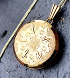GEORG JENSEN 9ct Gold  Five Flower Locket - with 20" Gold Chain - 8.2g