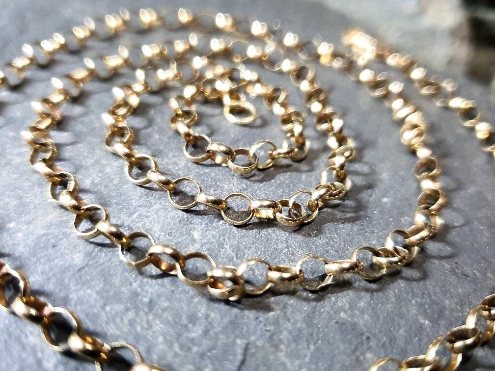 Vintage 9ct GOLD ROLO BELCHER Chain Necklace, 23.5" Long  Hallmarked - 7.3g