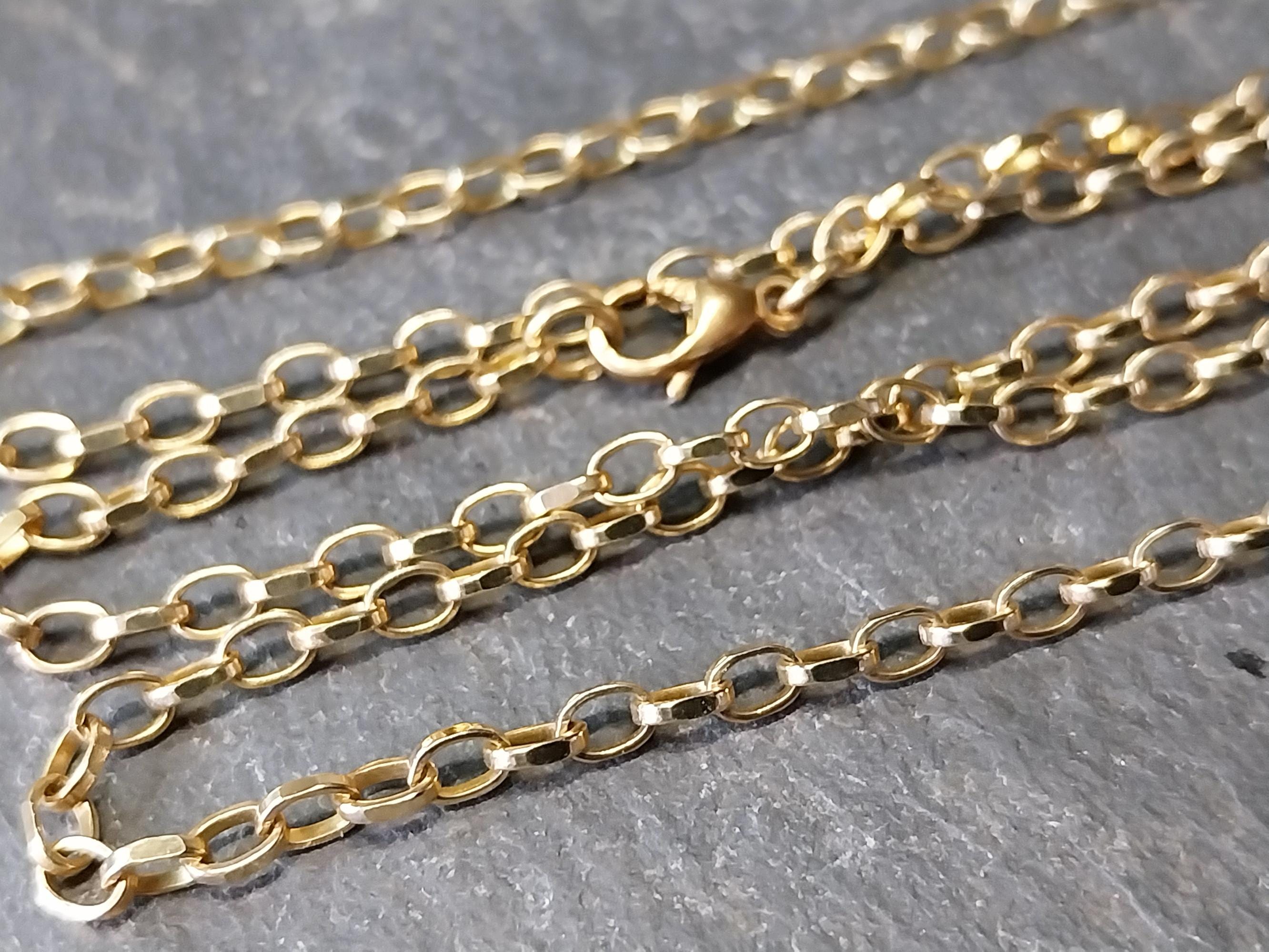 Vintage 9ct GOLD BELCHER CHAIN Necklace - 18" Long - 5g