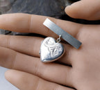 Antique Locket Brooch, Sweetheart Pin, Sterling Silver - 7g