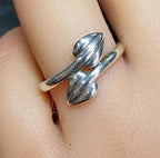Vintage Sterling Silver Mackintosh Style Cecily Leaf Ring - Size uk O ( us 7) - 2.5g