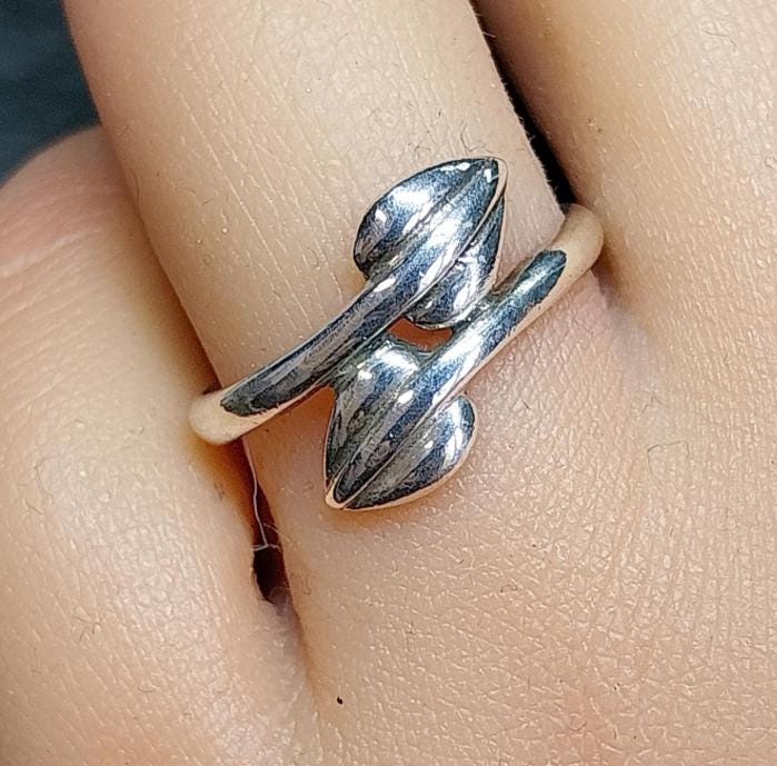 Vintage Sterling Silver Mackintosh Style Cecily Leaf Ring - Size uk O ( us 7) - 2.5g