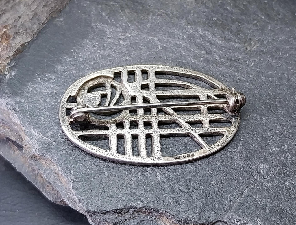 Sterling SILVER Oval Celtic ROSE Brooch - Carrick Jewellery 5.3g