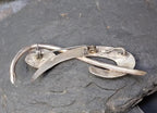 SILVER MODERNIST Brooch with Blue Agate Cat eye gemstone - 7.7g