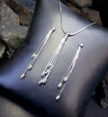 French STERLING SILVER Necklace and Matching Earrings Gift Set - Multi Strand - 10.1g