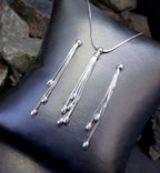 French STERLING SILVER Necklace and Matching Earrings Gift Set - Multi Strand - 10.1g