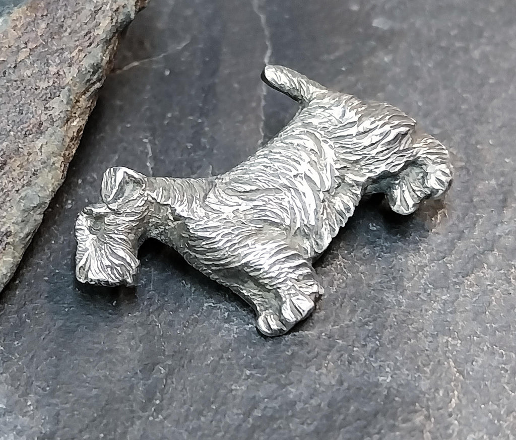 Vintage Dog Brooch - sterling Silver Terrier, Schnauzer - 5.4g
